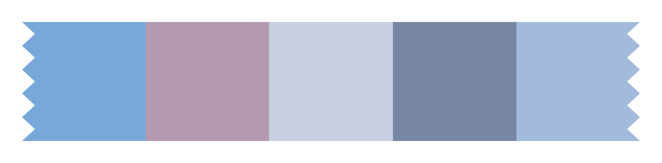 A torn-edge strip of five spring colors.